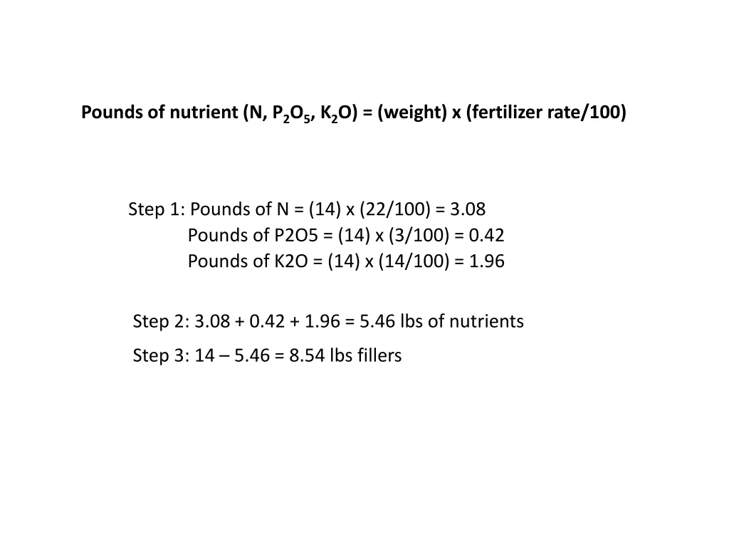 pounds of nutrient n p 2 o 5 k 2 o weight