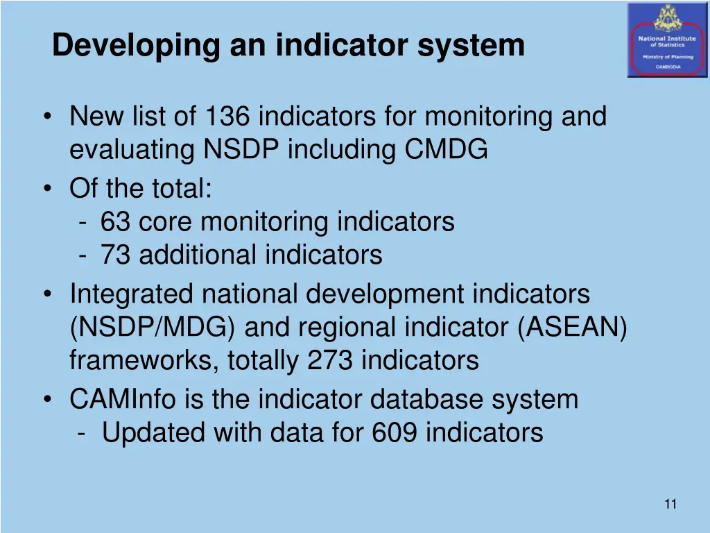 developing an indicator system