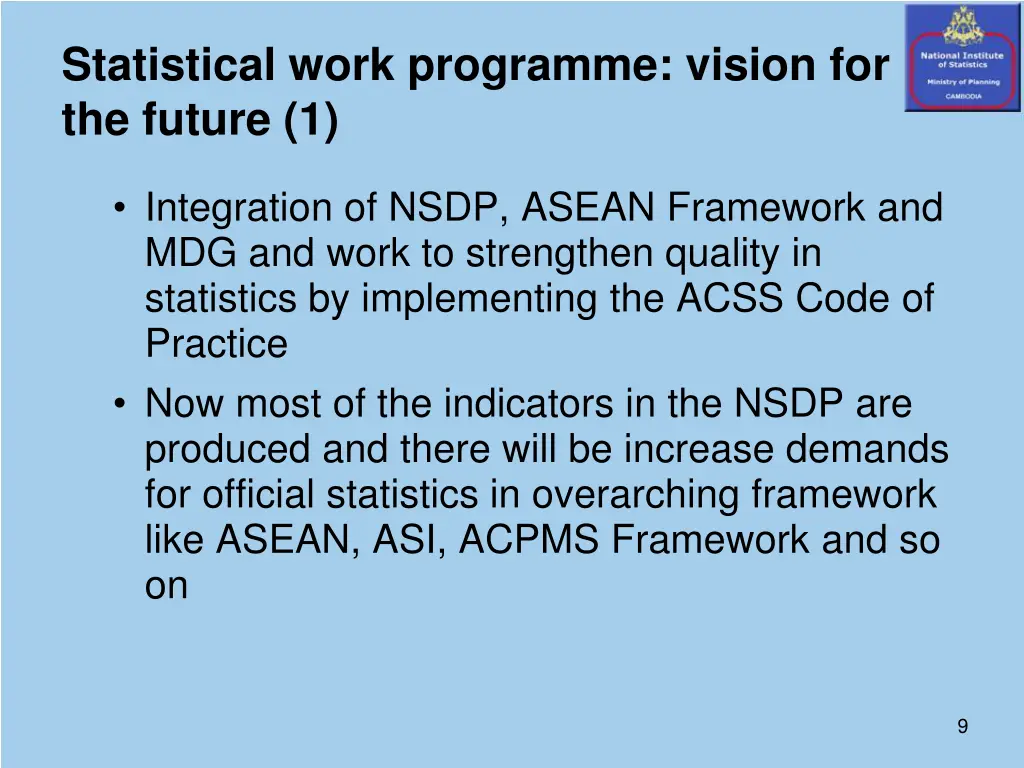 statistical work programme vision for the future 1