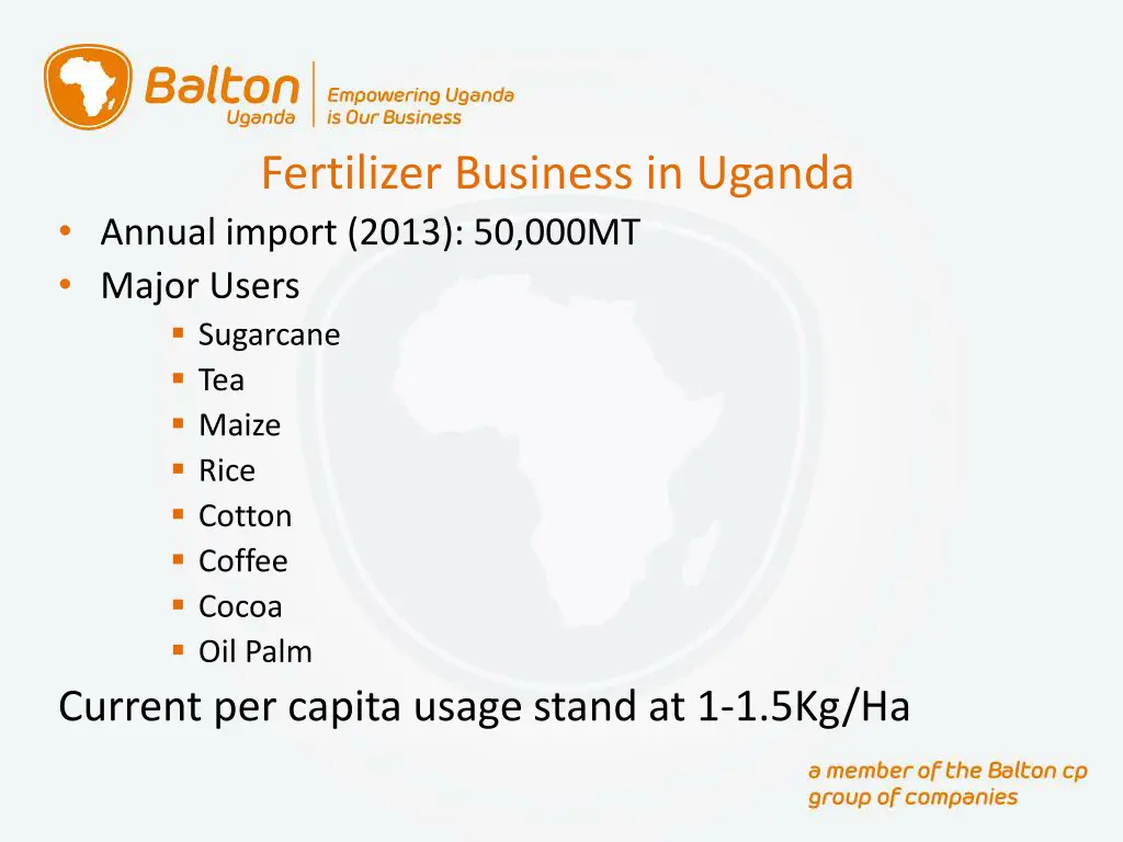 fertilizer business in uganda annual import 2013