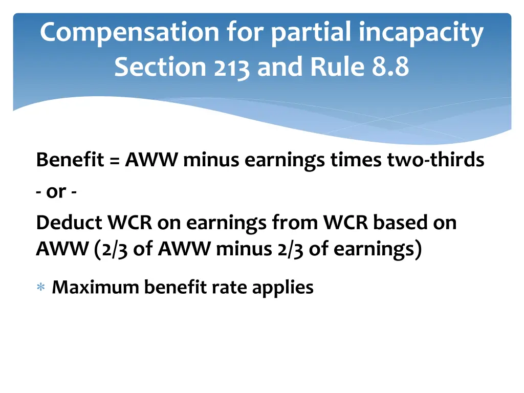 compensation for partial incapacity section