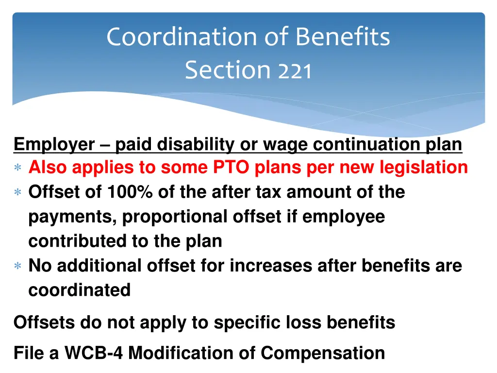 coordination of benefits section 221 1