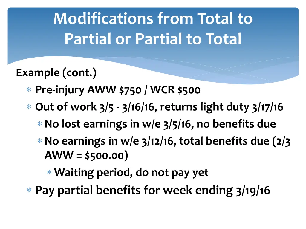 modifications from total to partial or partial 3