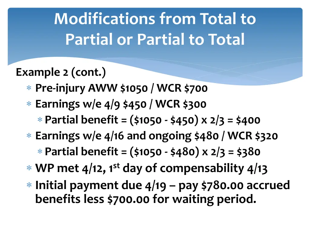 modifications from total to partial or partial 6