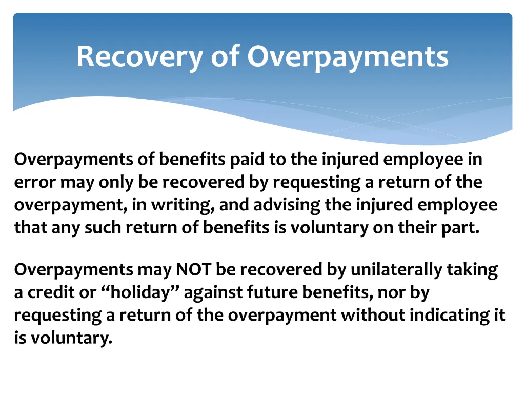 recovery of overpayments