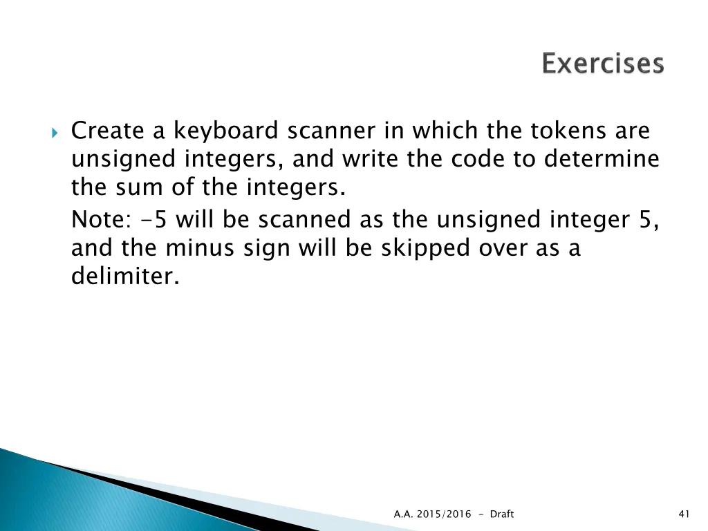 create a keyboard scanner in which the tokens