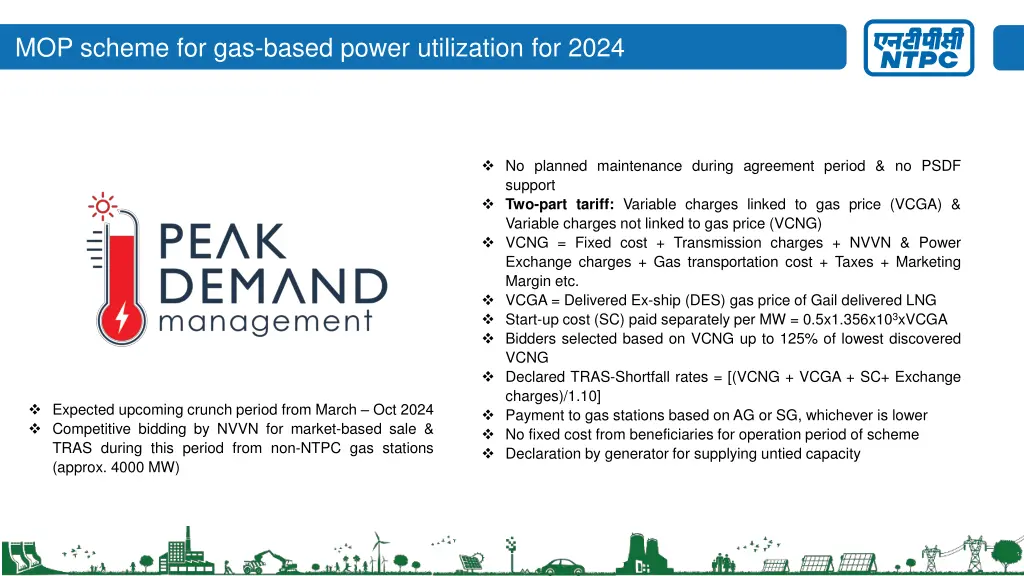 mop scheme for gas based power utilization