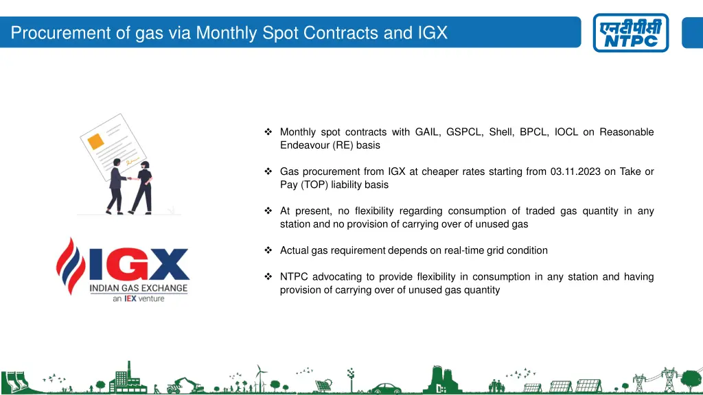 procurement of gas via monthly spot contracts