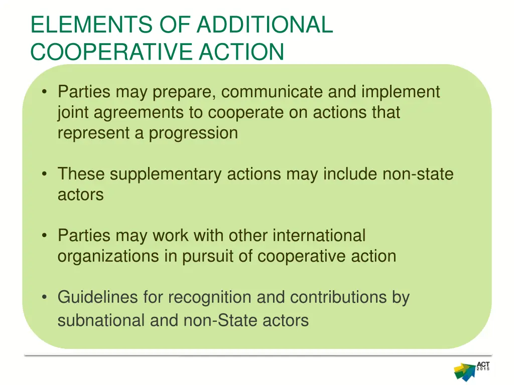 elements of additional cooperative action