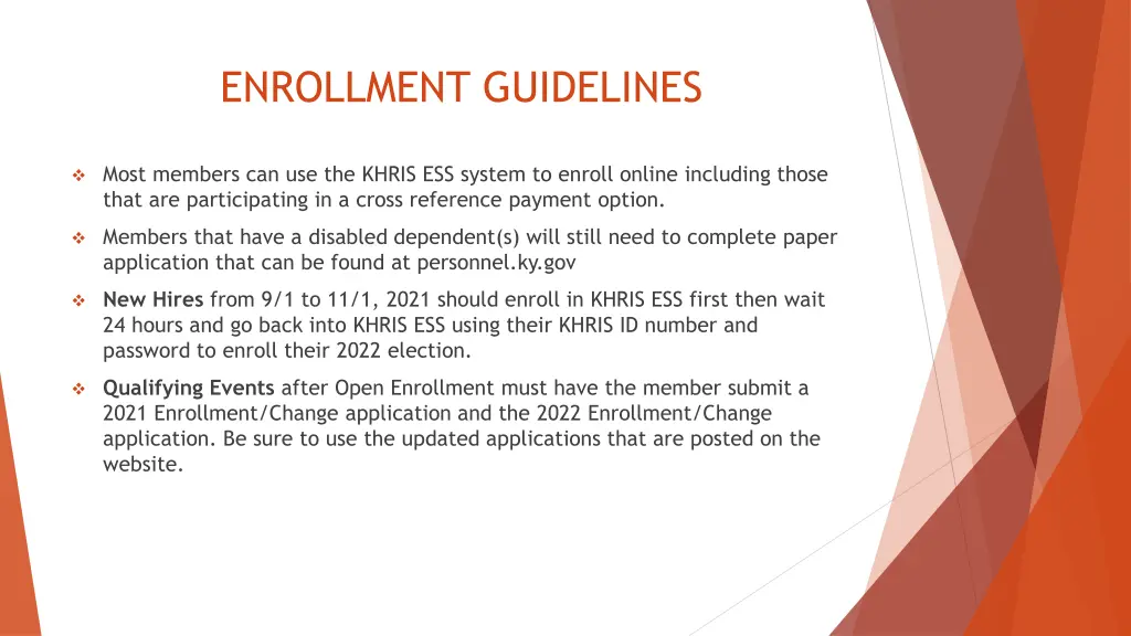 enrollment guidelines