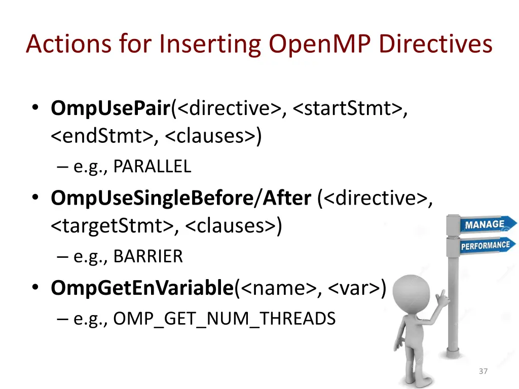 actions for inserting openmp directives