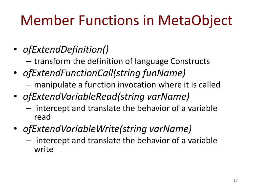 member functions in metaobject