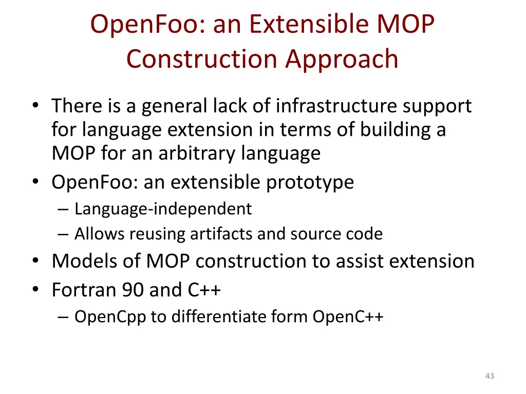 openfoo an extensible mop construction approach