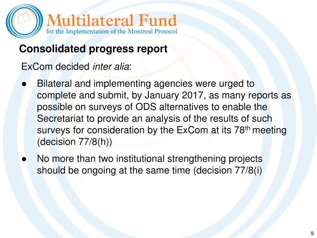 consolidated progress report