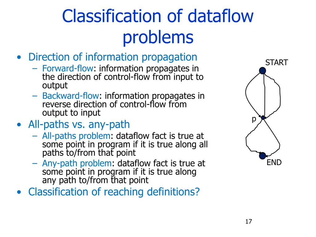 classification of dataflow problems direction