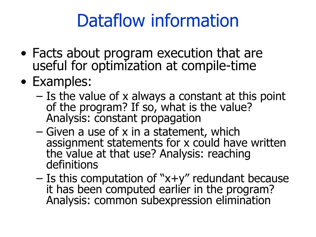 dataflow information