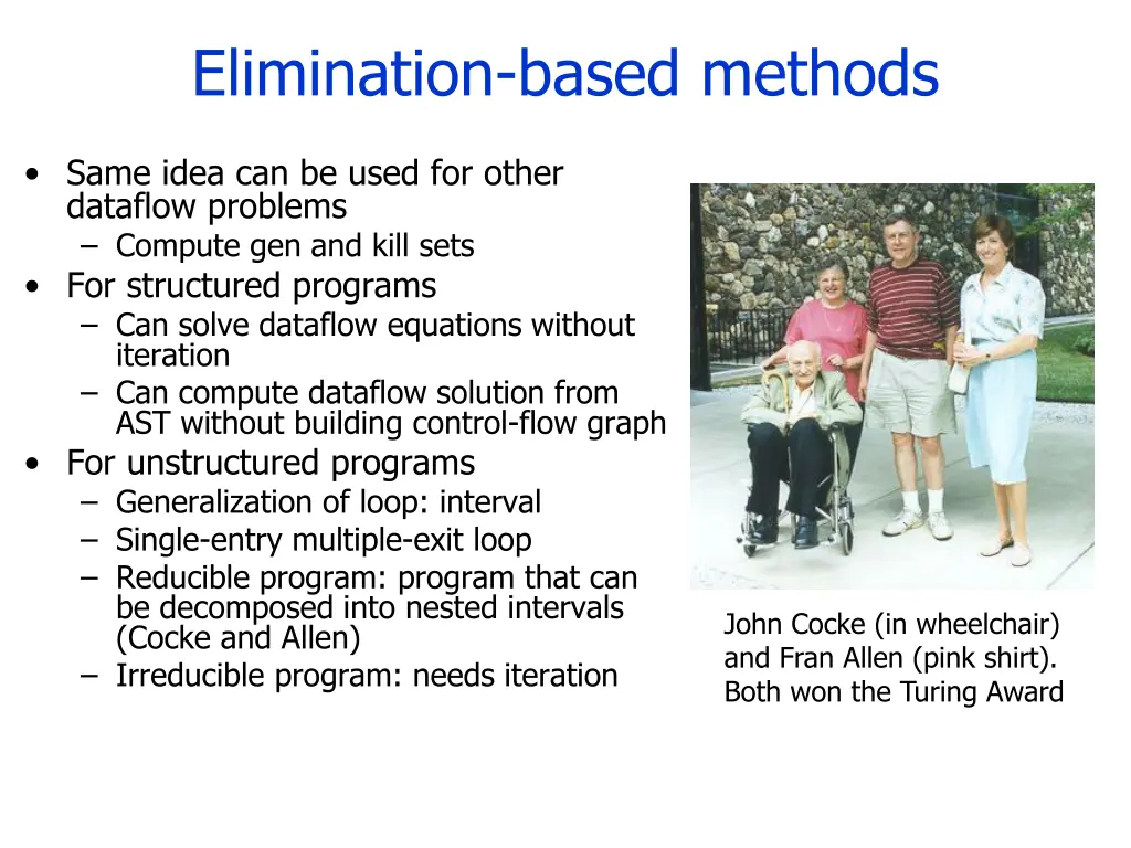 elimination based methods