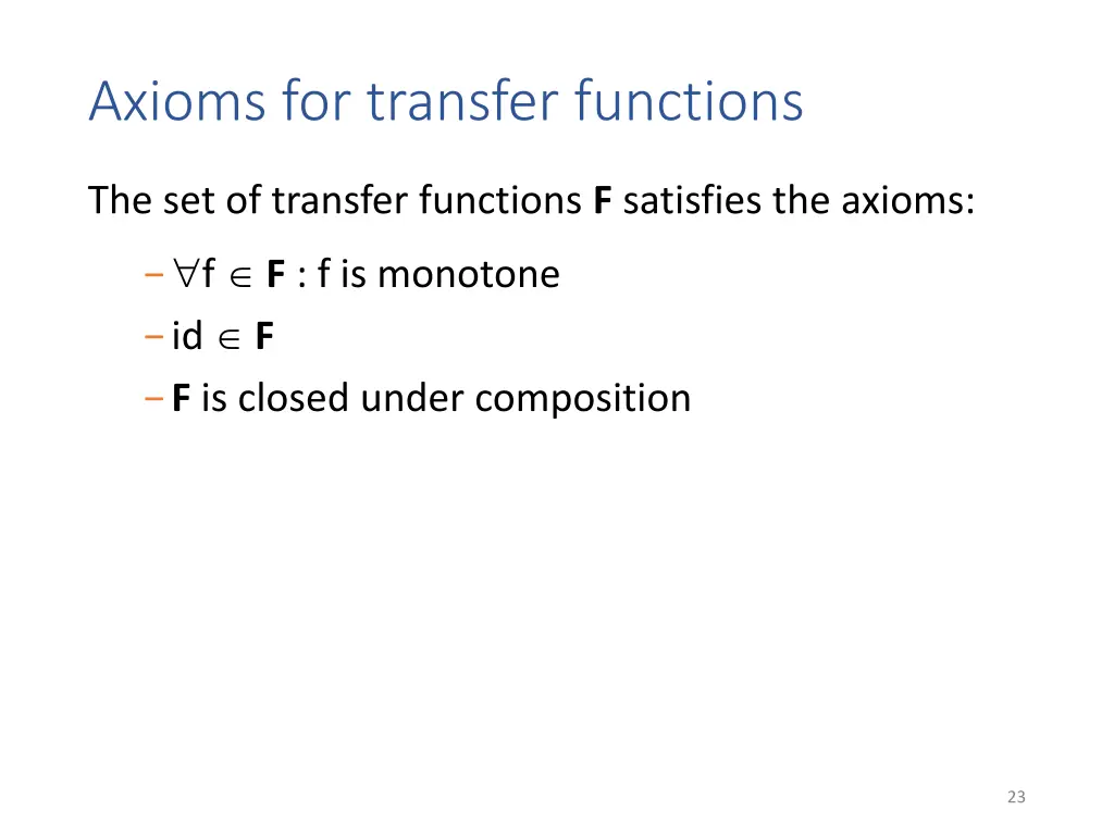 axioms for transfer functions