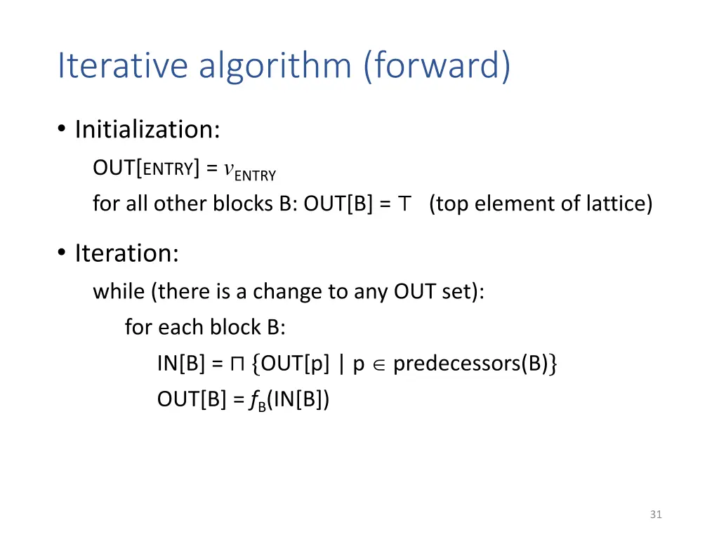 iterative algorithm forward