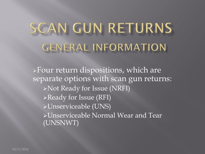 four return dispositions which are separate