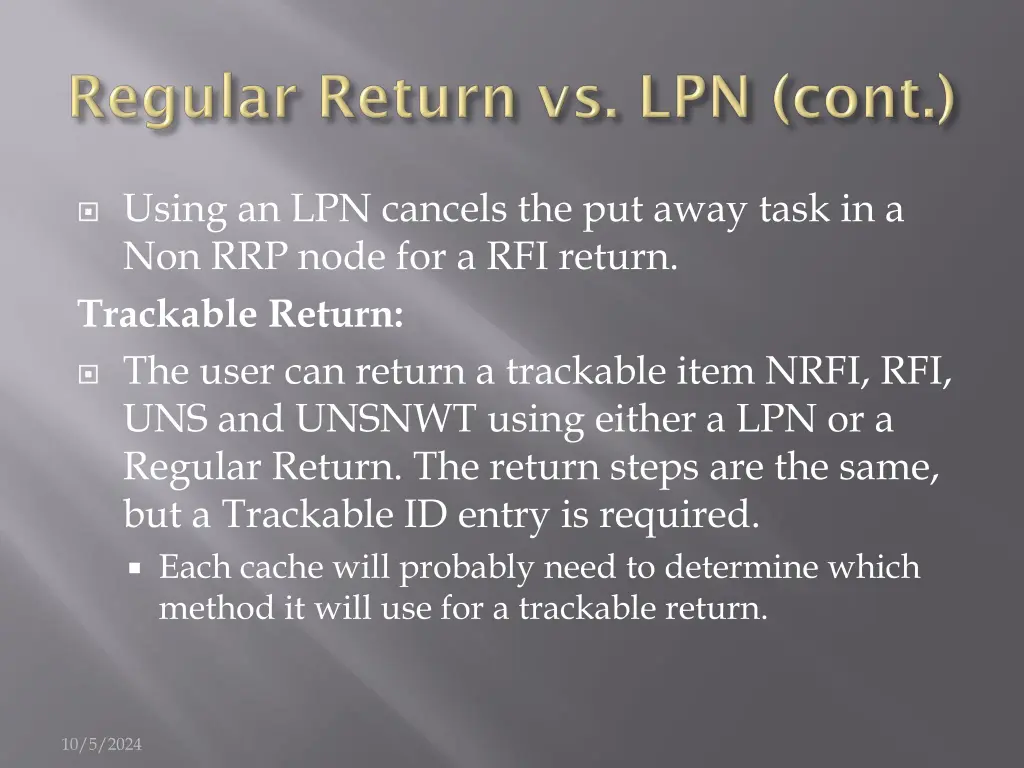 using an lpn cancels the put away task