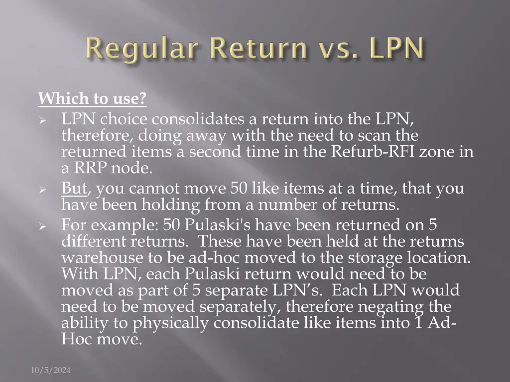 which to use lpn choice consolidates a return