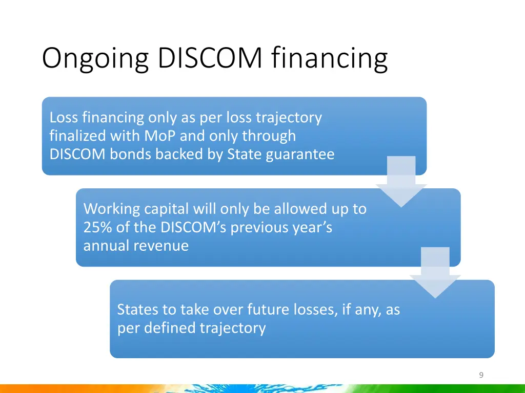 ongoing discom financing