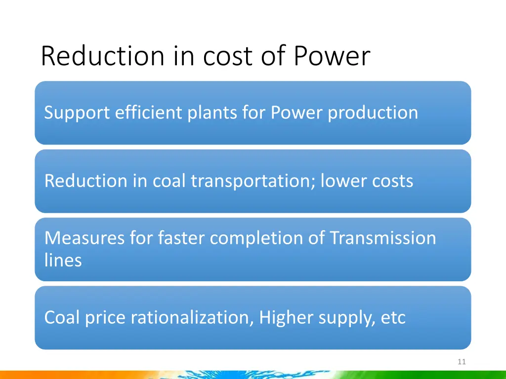 reduction in cost of power