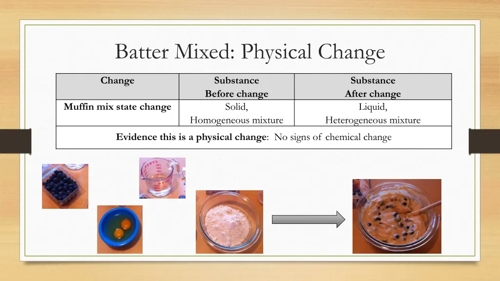 batter mixed physical change