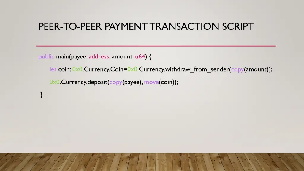 peer to peer payment transaction script