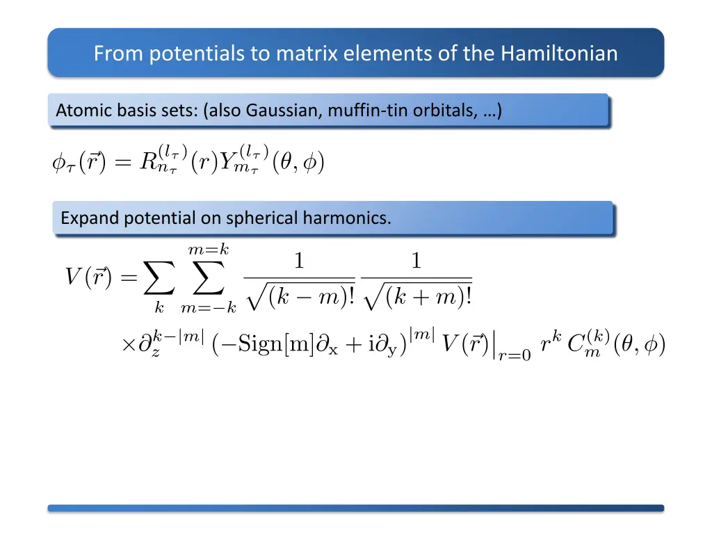 from potentials to matrix elements 1