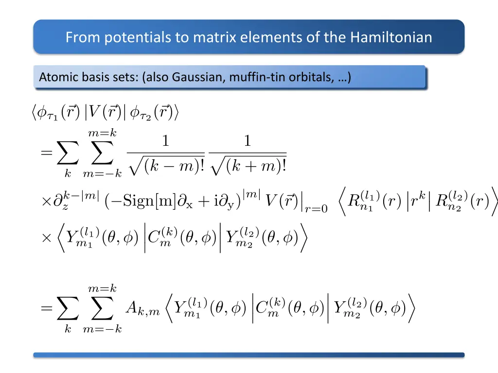 from potentials to matrix elements 2