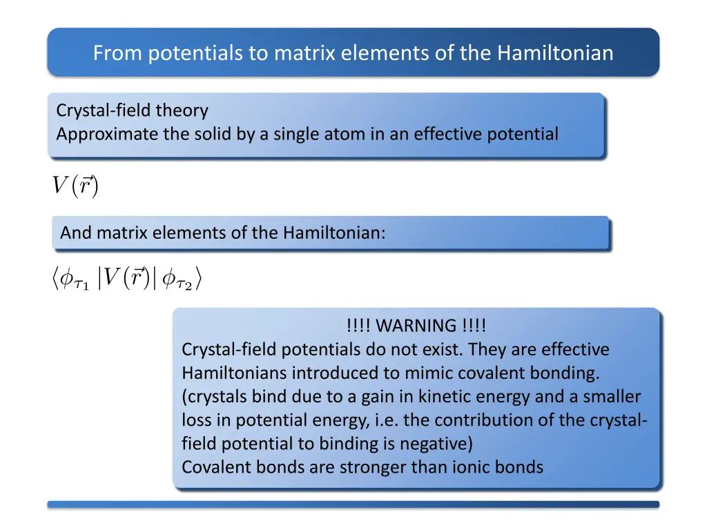 from potentials to matrix elements