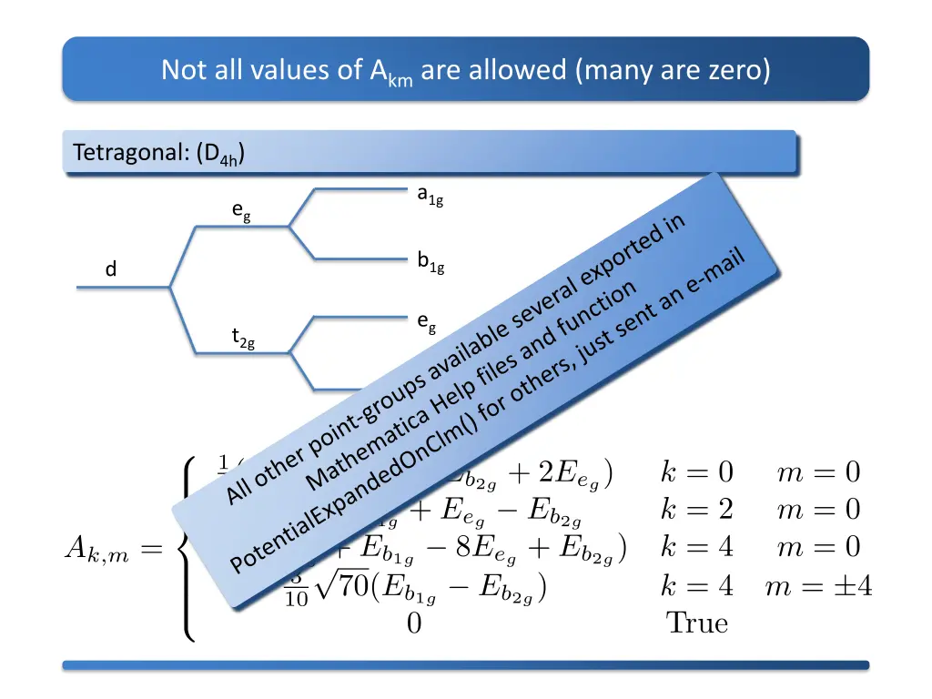 not all values of a km are allowed many are zero 2