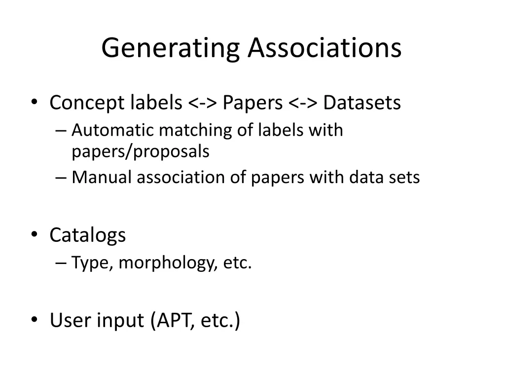 generating associations