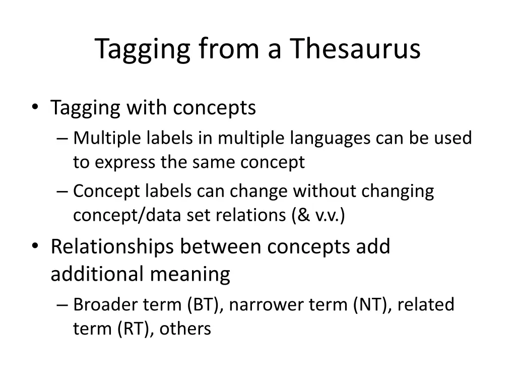 tagging from a thesaurus