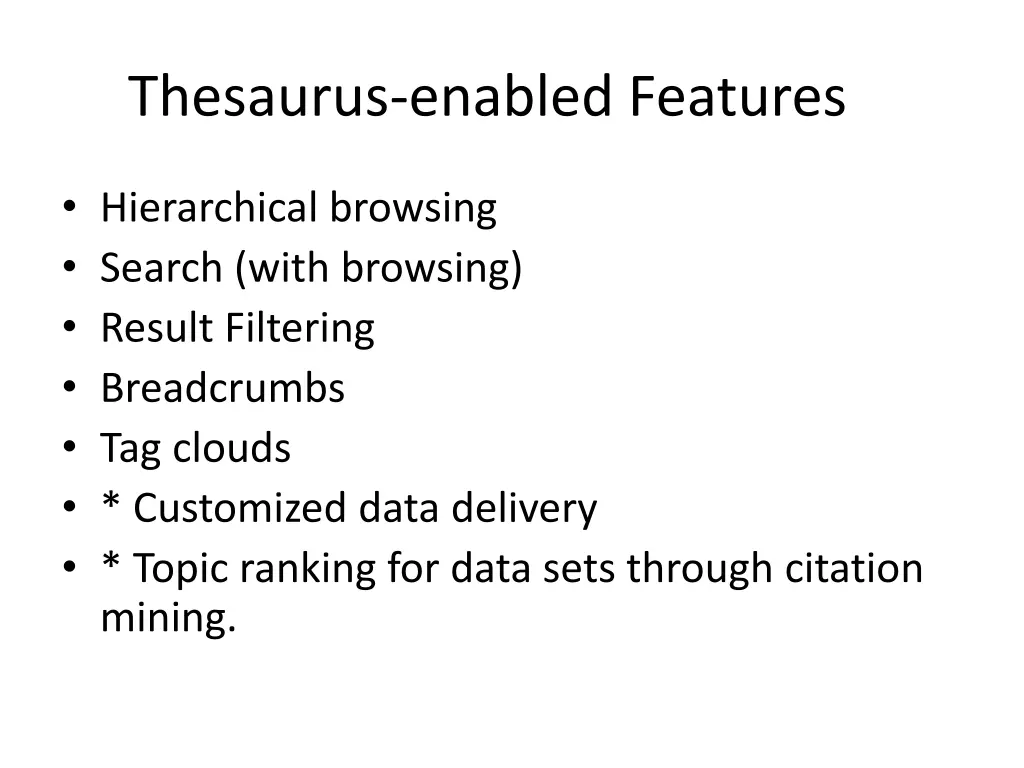 thesaurus enabled features