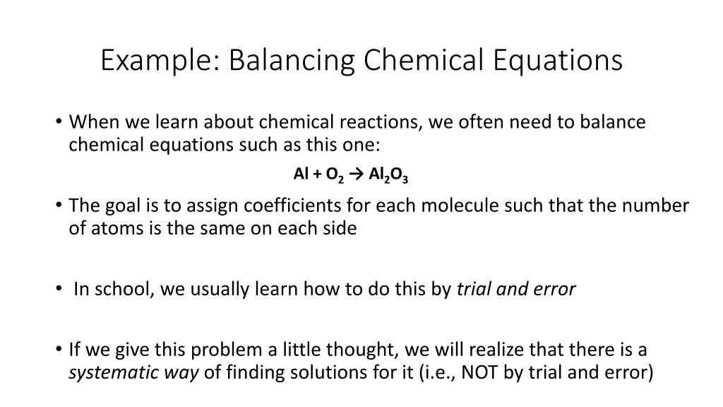 example balancing chemical equations