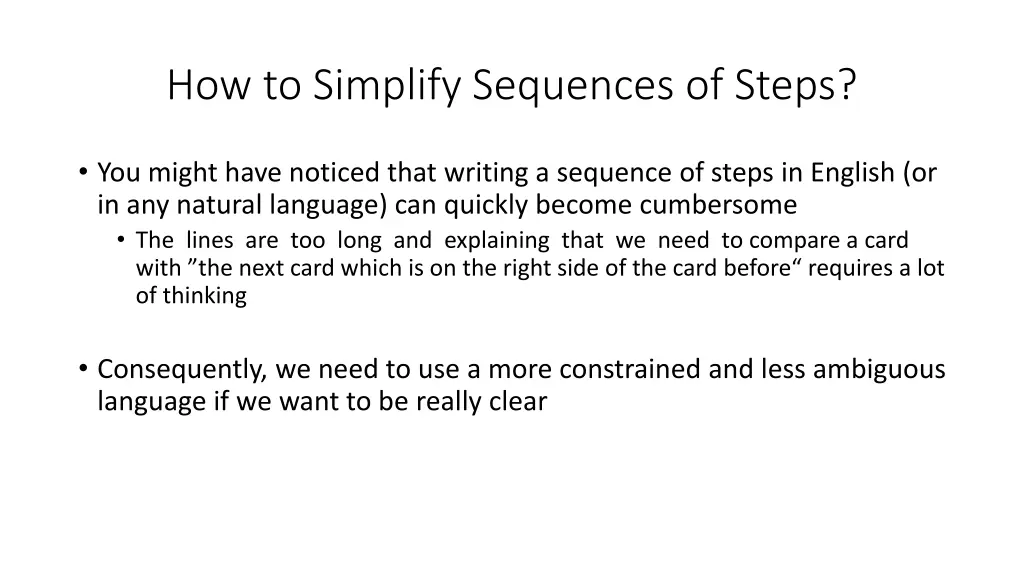 how to simplify sequences of steps