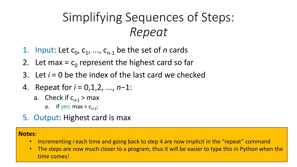 simplifying sequences of steps repeat 1