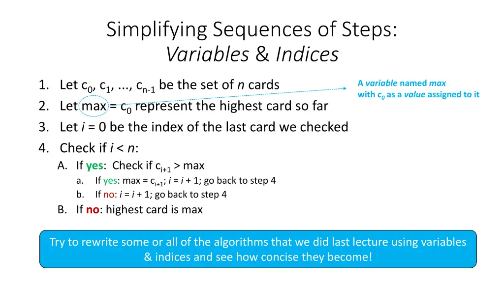 simplifying sequences of steps variables indices 1