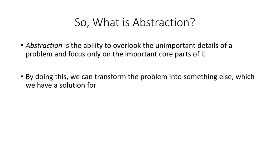 so what is abstraction