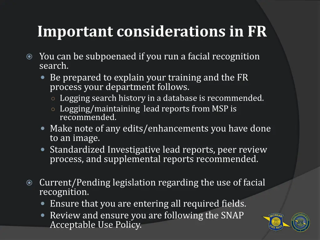 important considerations in fr