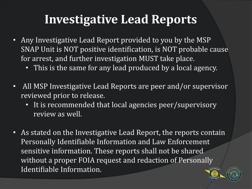 investigative lead reports