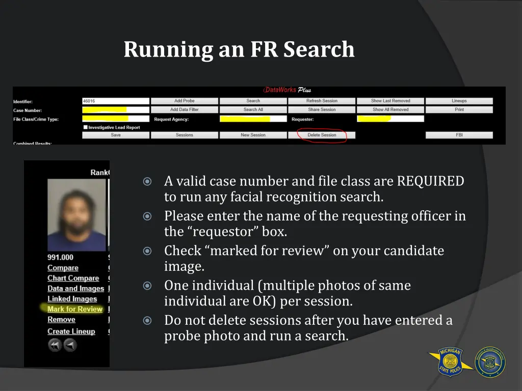 running an fr search