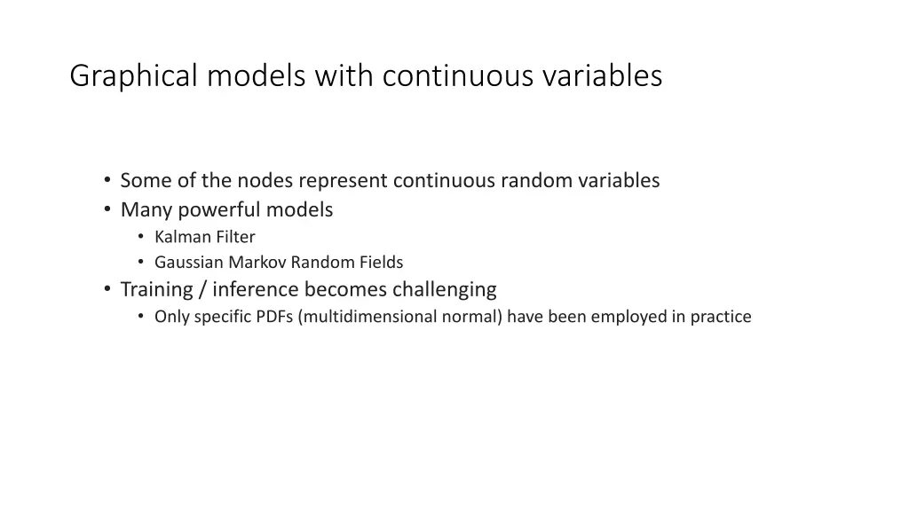 graphical models with continuous variables