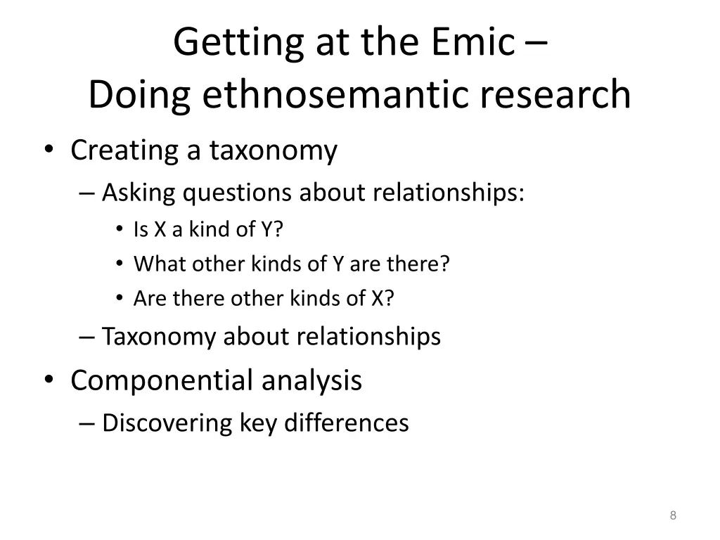 getting at the emic doing ethnosemantic research