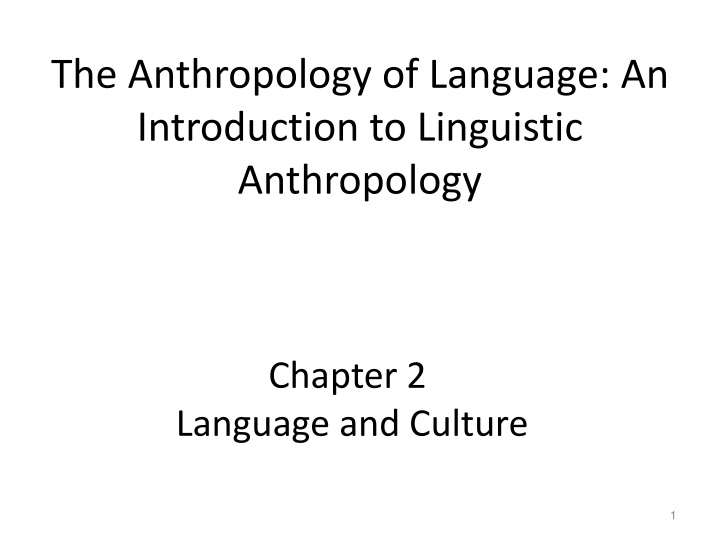 the anthropology of language an introduction