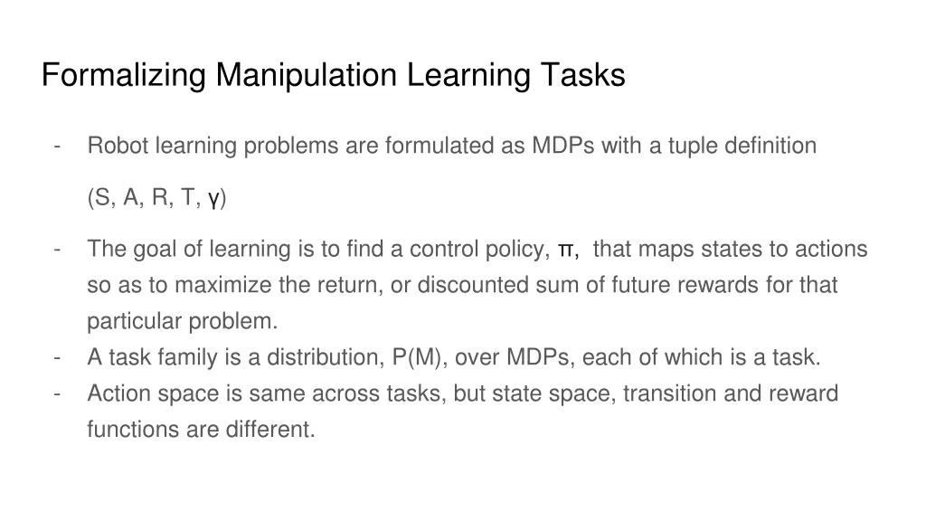 formalizing manipulation learning tasks