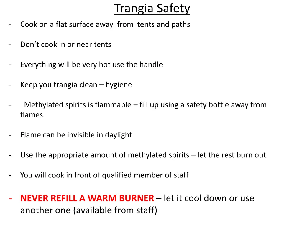 trangia safety